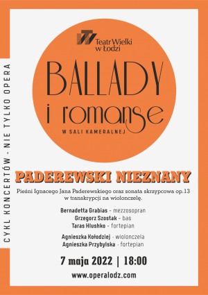"PADEREWSKI NIEZNANY" -Ballady i Romanse na Scenie Kameralnej 