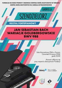 Bilety na wydarzenie - Gabriela Szendzielorz - recital foretpianowy -  J.S. Bach Wariacje Goldbergowskie BWV 988, Toruń